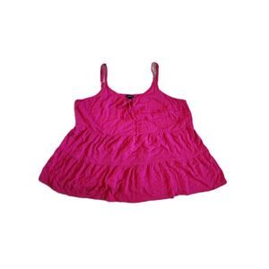 Torrid Rayon Slub Tiered Tie Front Cami Sold Out online in Cabernet pink